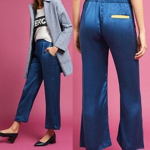 Anthropologie Capulet Navy Silk Pants Size Large NWT